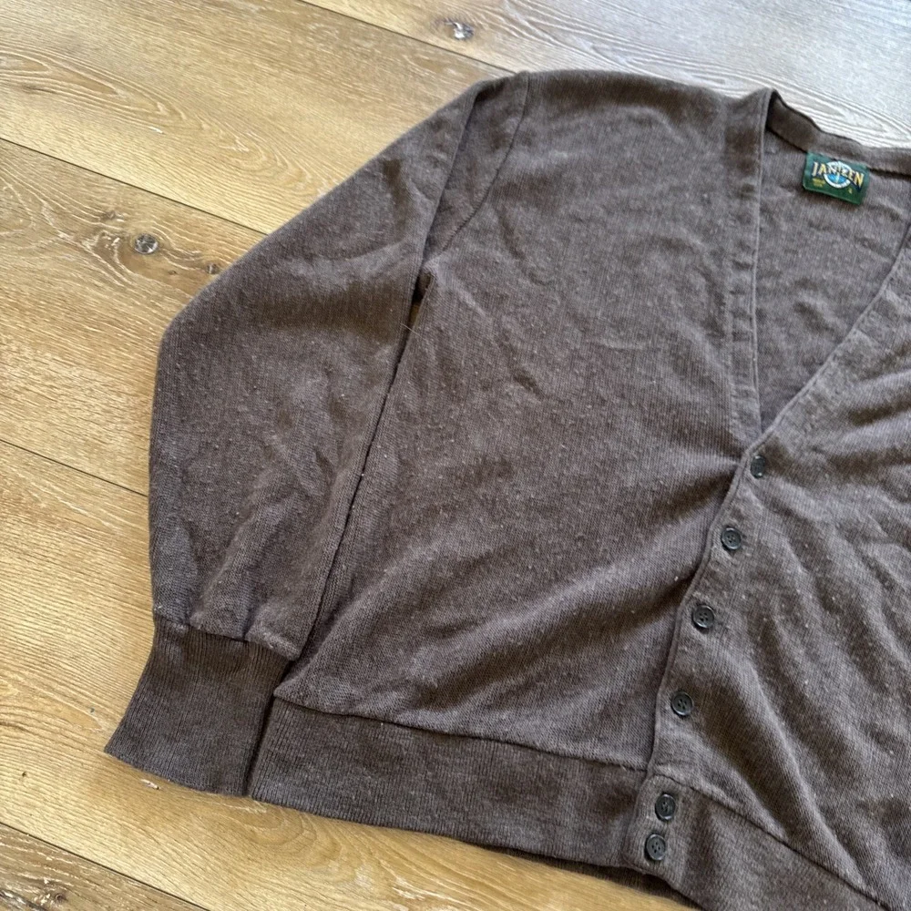 Vintage Jantzen Cardigan Sweater Mens L‎ Brown Acrylic Knit 90s Classic Grandpa